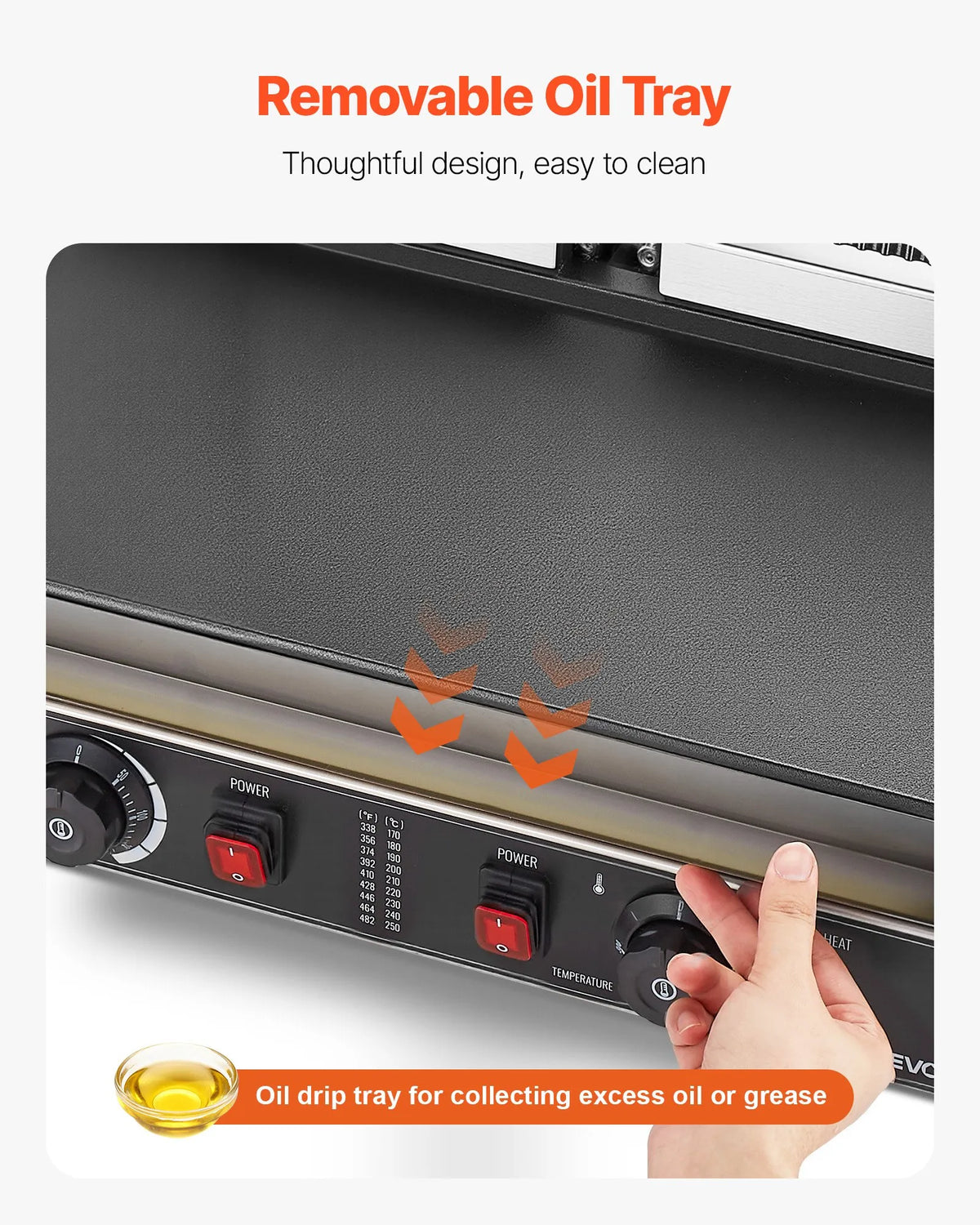 VEVOR Commercial Panini Grill 3600 W, Dual Press, 48 × 23 cm Smooth Plate