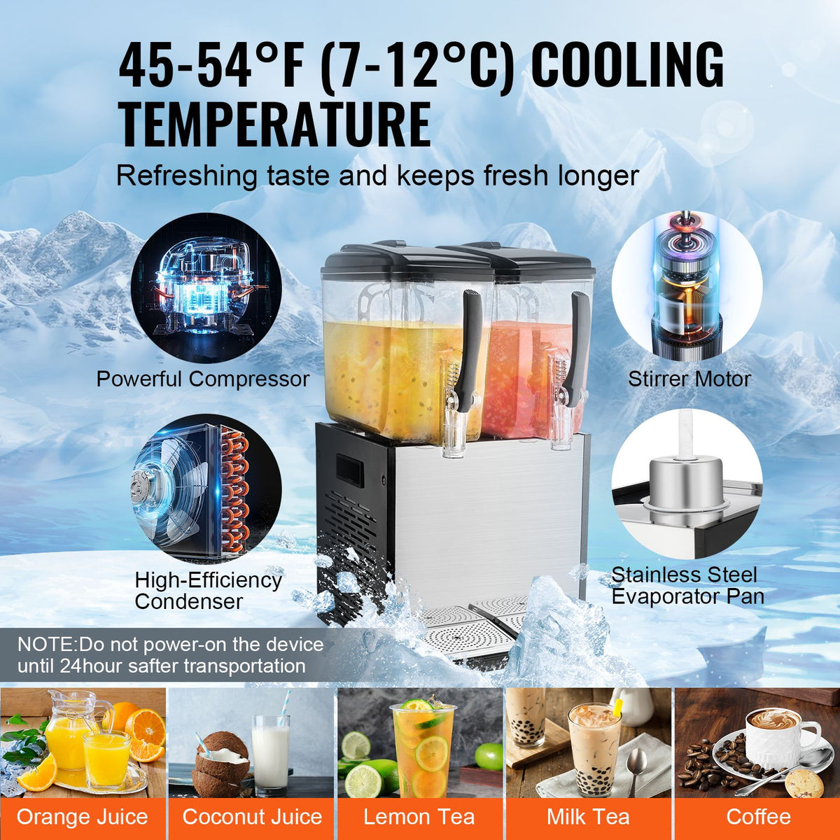 VEVOR Commercial Cold Beverage Dispenser 2 × 12 l