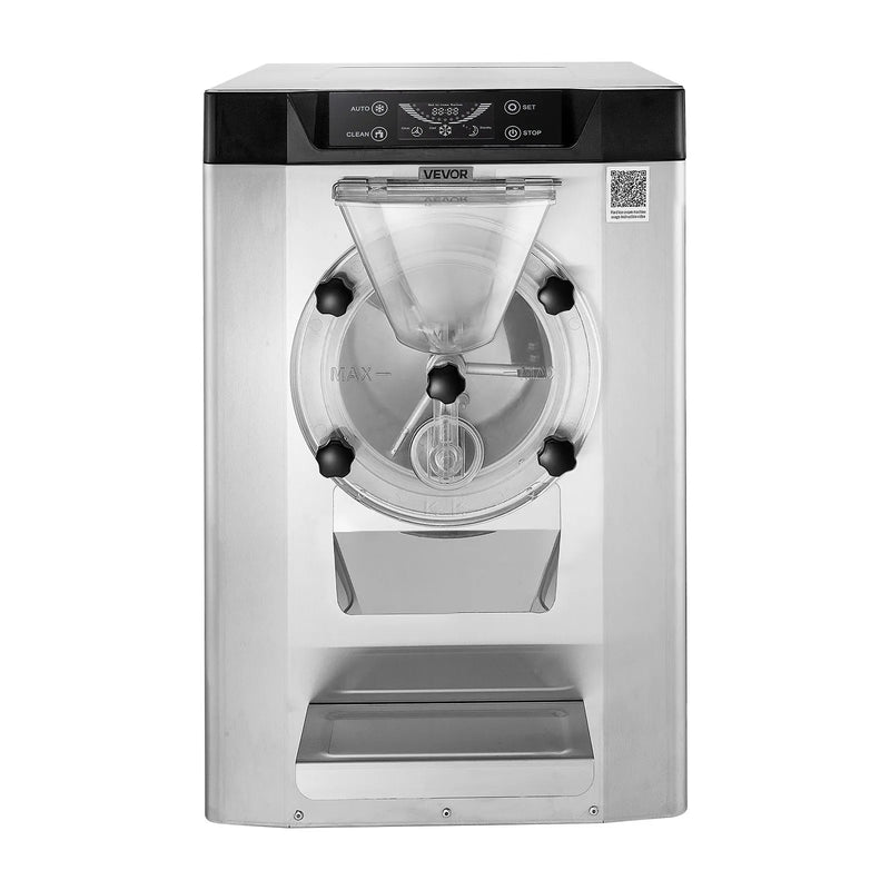 VEVOR komerciāla galda saldējuma mašīna, 2000 W, 12–20 L/h, gelato un cietajam saldējumam, 6 L 304 nerūsējošā tērauda cilindrs, automātiskā tīrīšana, LED panelis