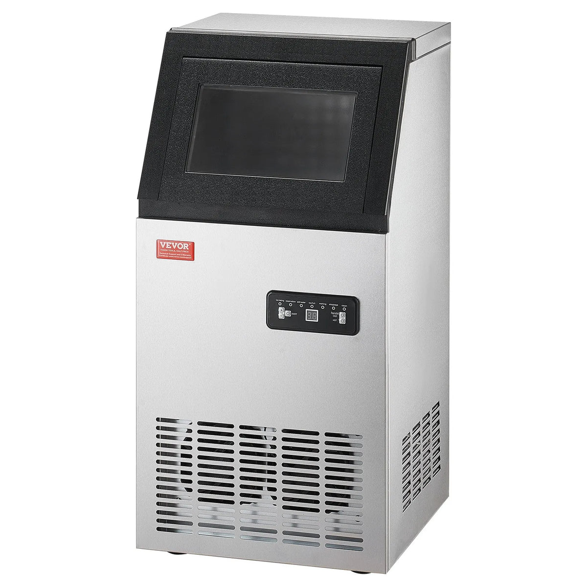 VEVOR komerciālais ledus ģenerators 49,9 kg/24 h ar 12,7 kg uzglabāšanas ietilpību, 36 kubiņi 15 minūtēs, brīvi stāvošs ar LED digitālo displeju un pašattīrīšanos, piemērots bāram, birojam un restorānam - ZEMLETES.LV