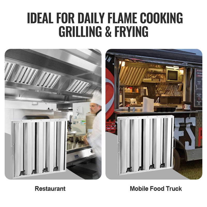 VEVOR 49,5 x 49,5 cm komerciālais tvaika nosūcēja filtrs – nerūsējošā tērauda lamellu filtrs