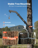 Kokā stiprināms briežu pacēlājs ar 160 kg celtspēju, vinča ar sprūdrata siksnu, izturīgs statīvs briežu apstrādei, tīrīšanai, iekāršanai un barošanai, melns