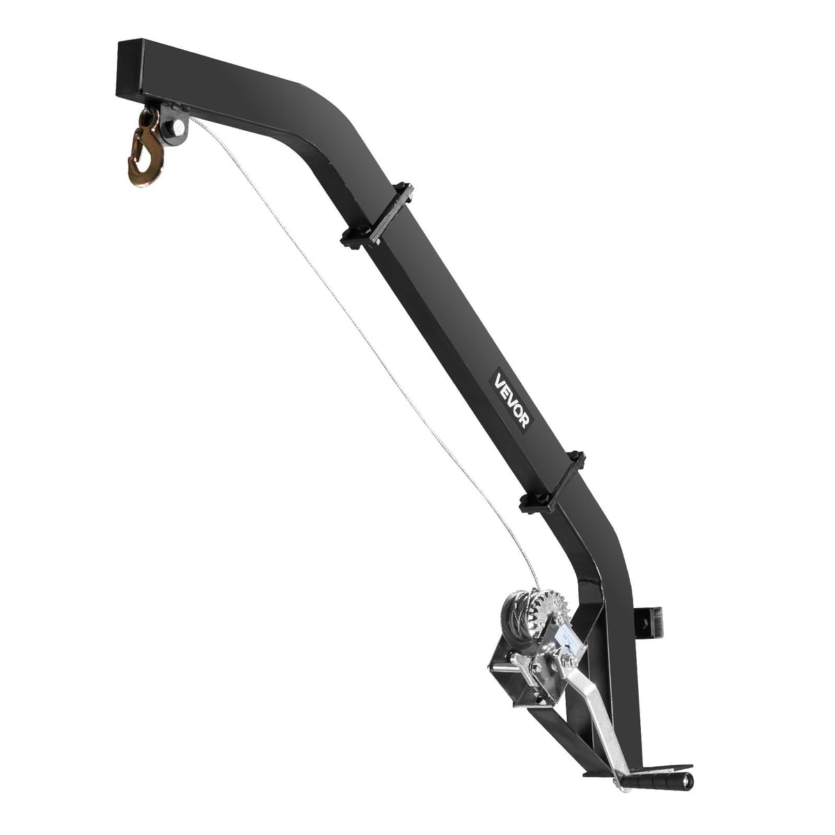 Tree-mounted deer hoist with 160 kg lifting capacity, ratchet strap winch, durable stand for deer processing, cleaning, hanging and feeding, black