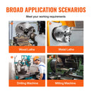 VEVOR 254 mm pašcentrējošs 3-žokļu virpas patrons ar T-veida atslēgu un stiprinājumiem