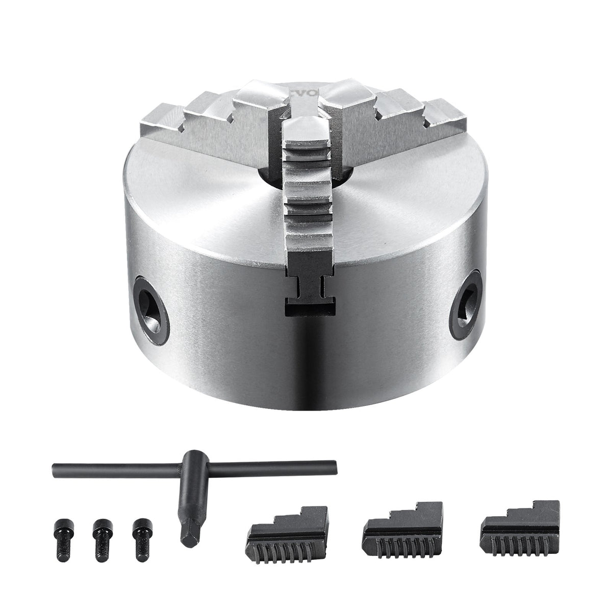 VEVOR 3-Jaw Self-Centering Lathe Chuck 160 mm, 3.5–160 mm, with Reversible Jaws and T-Key