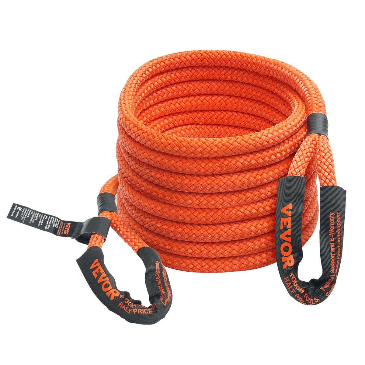 VEVOR kinētiskā vilkšanas troses siksna, 2,54 cm × 9,1 m, stiepes izturība 17 238 kg, smagā tipa bezceļu atvilkšanas siksna ar 30 % elastību, piemērota džipiem, automašīnām, kravas auto, ATV, UTV, SUV un traktoriem