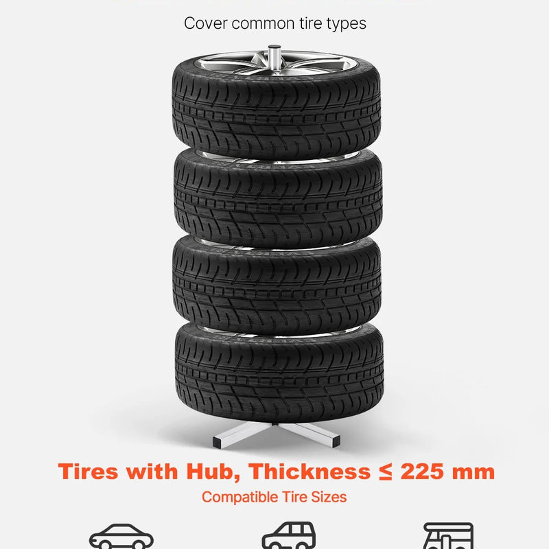 Riepu statīvs ar disku turētāju 4 riepām — der līdz 225 mm platām riepām