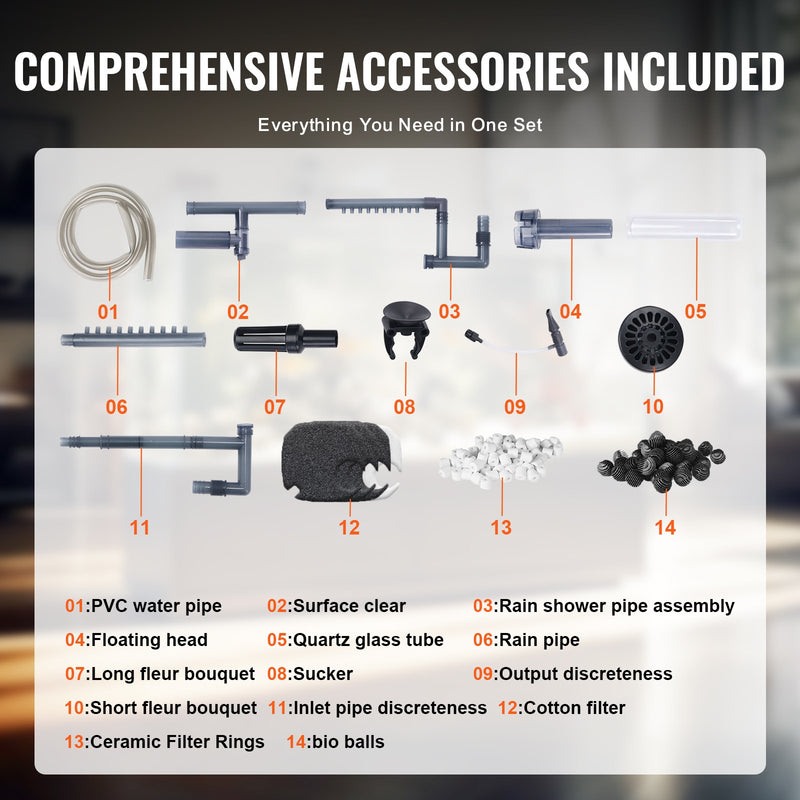 VEVOR 379 litru akvārija kannas filtrs ar 12 W UV lampu, klusa darbība