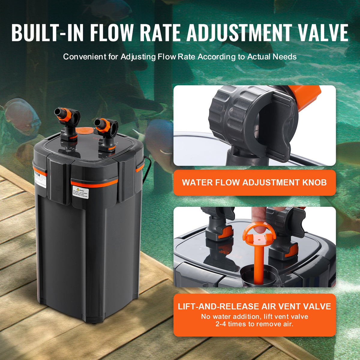 VEVOR akvārija kannas filtrs ar 20 W UV lampu, kluss, akvārijiem līdz 757 l