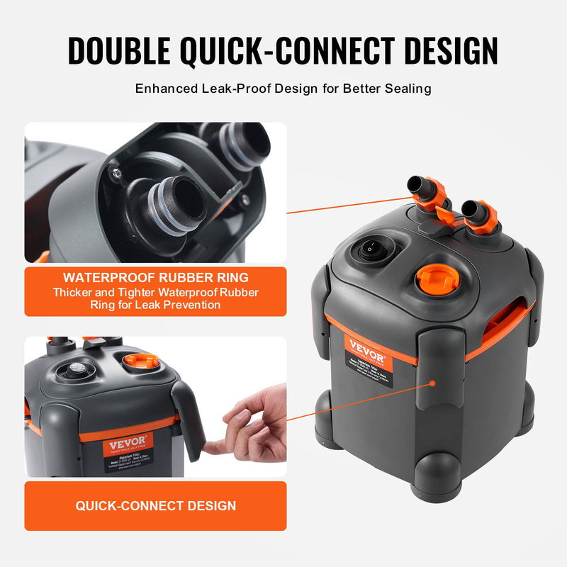 VEVOR Akvārija kanistra filtrs 113 l ar 8 W UV lampu, klusa darbība