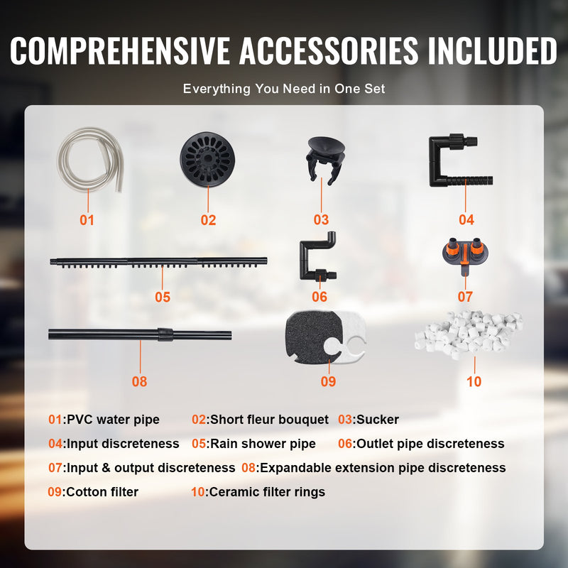 VEVOR Akvārija kanistra filtrs 113 l ar 8 W UV lampu, klusa darbība