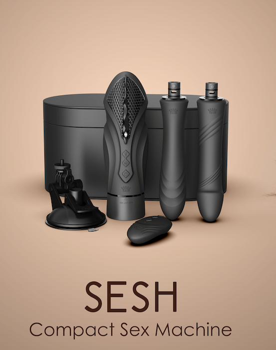 SESH ar aplikācijas vadību masāžas multiierīce apsildāma ierīce no SESH AURORA kolekcijas,melnā krāsa,skatīt aprakstu,diskrēta piegāde melnā iepakojumā