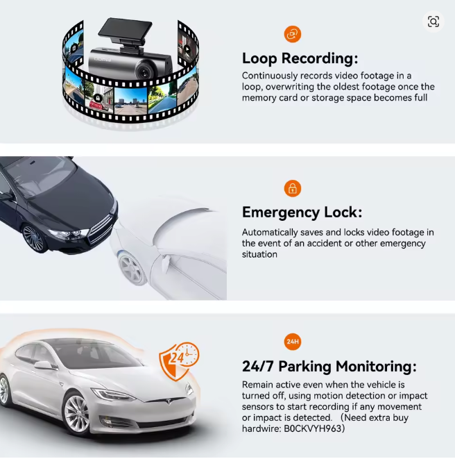 DDPAI N1 DUAL auto video reģistrators – priekšējā un aizmugurējā kamera, 1296P, nakts redzamība, Wi-Fi, 24/7 stāvvietas režīms
