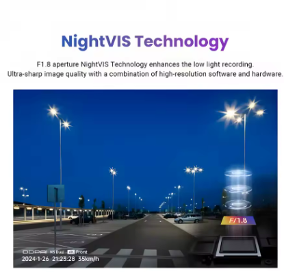 DDPAI N5 DUAL 4K auto video reģistrators – priekšējā un aizmugurējā kamera, Wi-Fi, GPS, ADAS, balss vadība, NightVIS, 24/7 stāvvietas režīms