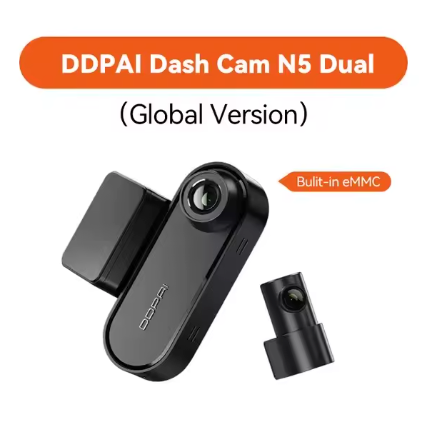 DDPAI N5 DUAL 4K auto video reģistrators – priekšējā un aizmugurējā kamera, Wi-Fi, GPS, ADAS, balss vadība, NightVIS, 24/7 stāvvietas režīms