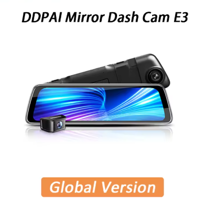 DDPAI Mola E3 2K auto video reģistrators – 9.35'' skārienjutīgs spogulis, priekšējā + aizmugurējā kamera, HDR, 24H stāvvietas režīms, balss vadība