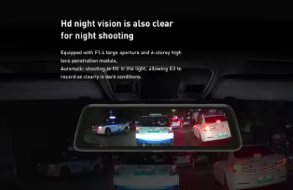 DDPAI Mola E3 2K auto video reģistrators – 9.35'' skārienjutīgs spogulis, priekšējā + aizmugurējā kamera, HDR, 24H stāvvietas režīms, balss vadība
