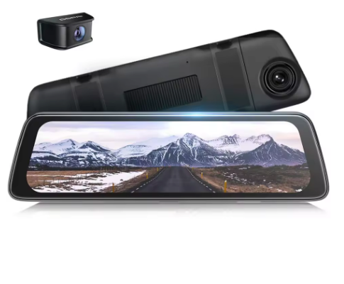 DDPAI Mola E3 2K auto video reģistrators – 9.35'' skārienjutīgs spogulis, priekšējā + aizmugurējā kamera, HDR, 24H stāvvietas režīms, balss vadība