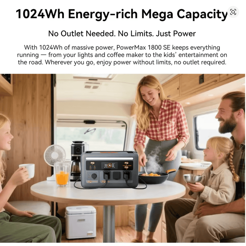 ⚡ Oscal Powermax 1800SE Portatīvā Uzlādes Stacija 1800W 1024Wh LiFePO4 (EU) - ZEMLETES.LV