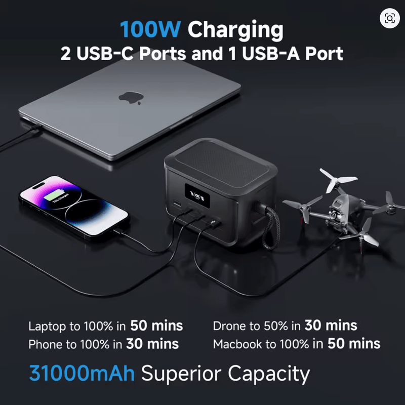 ⚡ ALLPOWERS SOLAX P100 Portatīvā Uzlādes Stacija 99.2Wh LiFePO4 USB - C 100W (EU) - ZEMLETES.LV