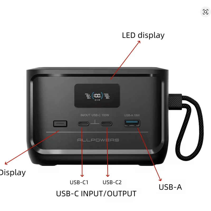 ⚡ ALLPOWERS SOLAX P100 Portatīvā Uzlādes Stacija 99.2Wh LiFePO4 USB - C 100W (EU) - ZEMLETES.LV