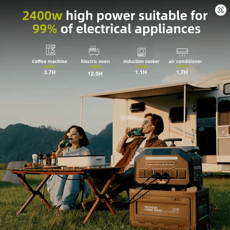 Pieejams no 11.maija⚡ IEE P2400 Portatīvā Enerģijas Stacija 2048Wh 2400W (5000W Peak) LiFePO4 + Saules Panelis - ZEMLETES.LV