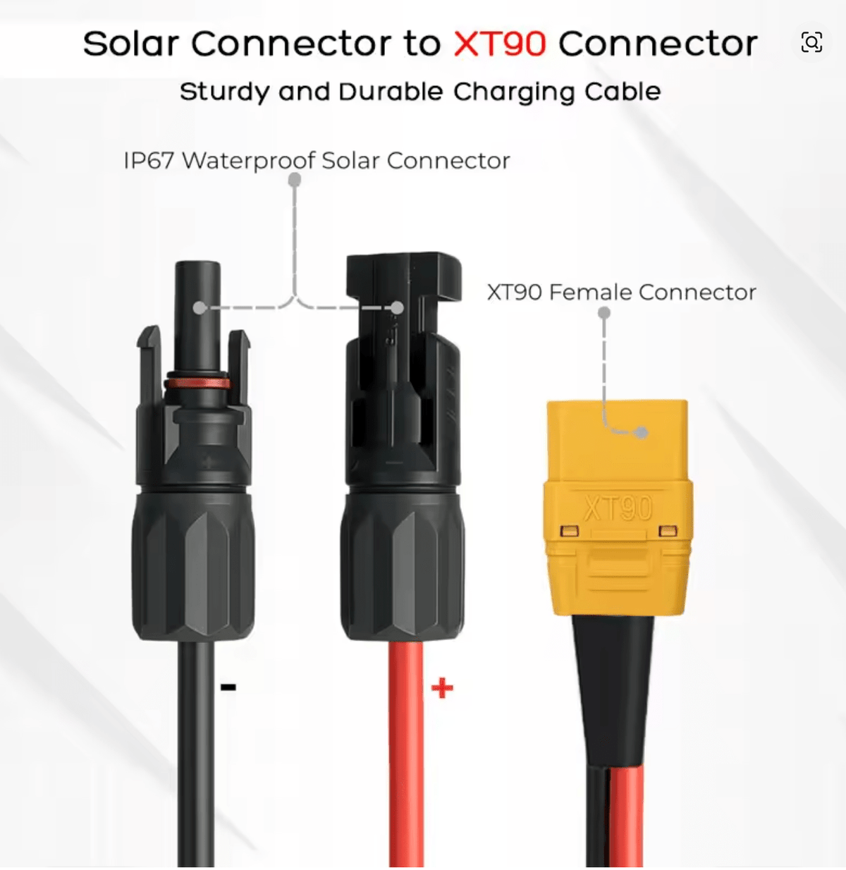 ☀️ XT90 uz MC4 Saules Paneļa Kabelis 12AWG (1–2m) – Power Station Savienošanai - ZEMLETES.LV
