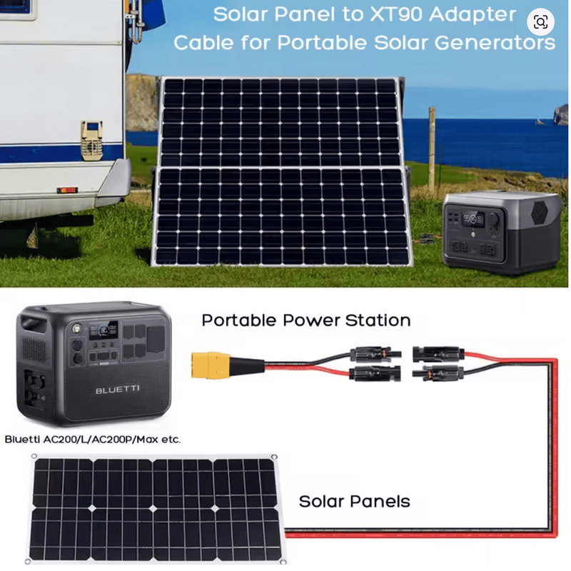☀️ XT90 uz MC4 Saules Paneļa Kabelis 12AWG (1–2m) – Power Station Savienošanai - ZEMLETES.LV