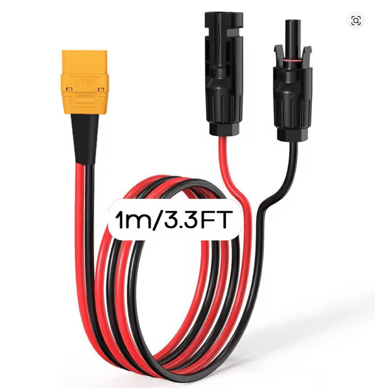 ☀️ XT90 uz MC4 Saules Paneļa Kabelis 12AWG (1–2m) – Power Station Savienošanai - ZEMLETES.LV