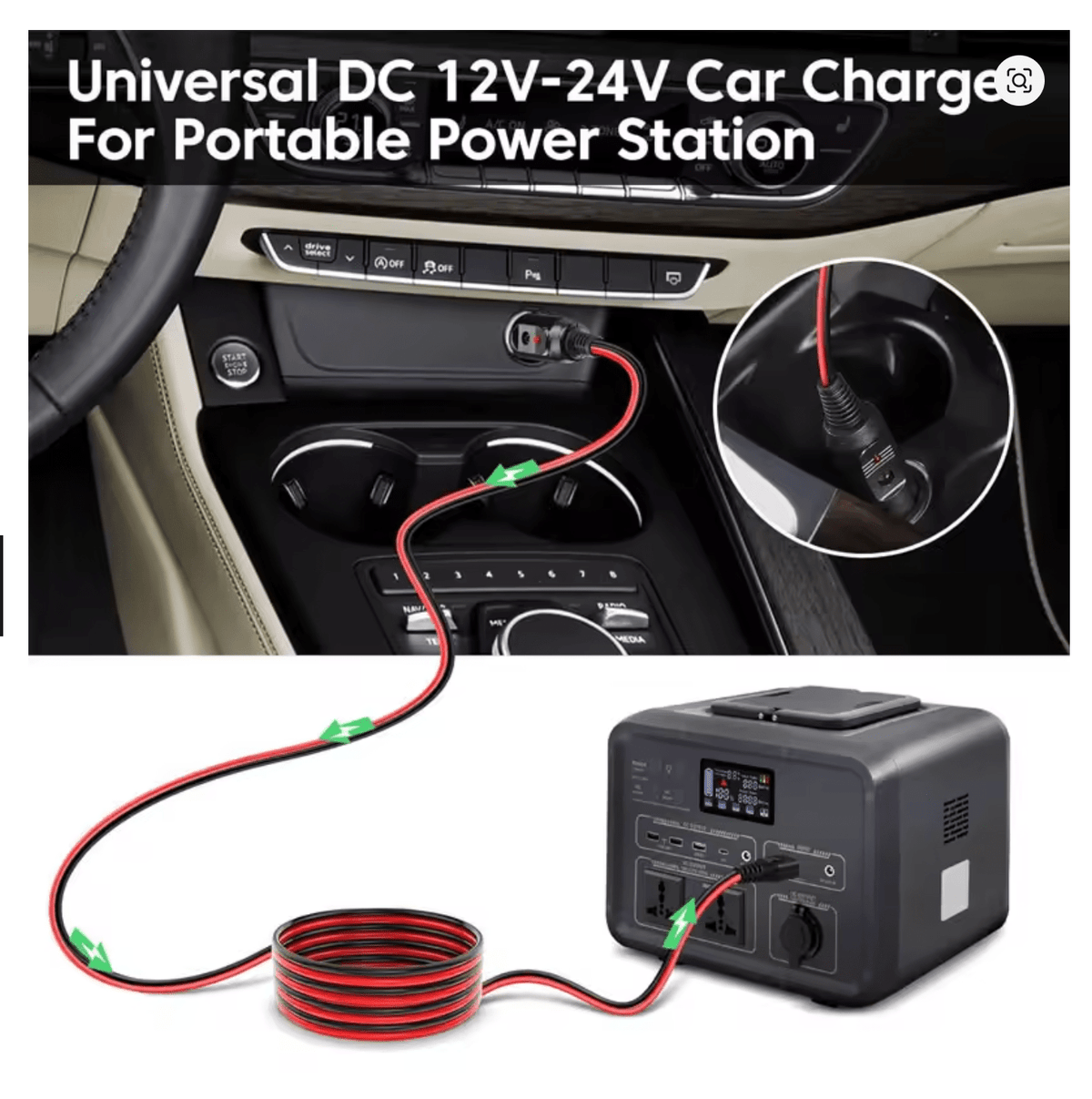 🚗 12V/24V Auto (Cigarešu Ligzda) uz XT60 Kabelis – Power Station Uzlādei - ZEMLETES.LV