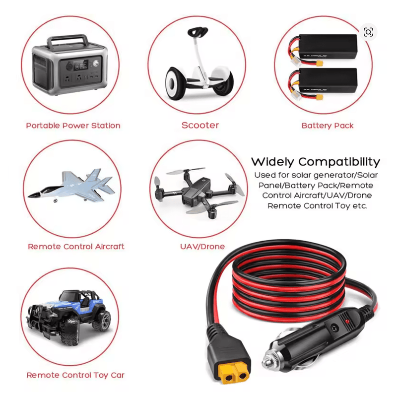 🚗 12V/24V Auto (Cigarešu Ligzda) uz XT60 Kabelis – Power Station Uzlādei - ZEMLETES.LV