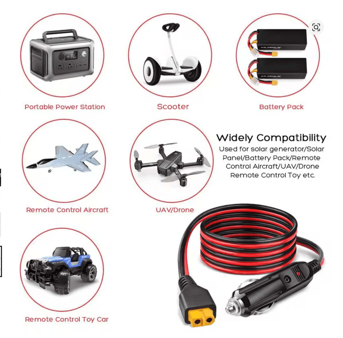 🚗 12V/24V Auto (Cigarešu Ligzda) uz XT60 Kabelis – Power Station Uzlādei - ZEMLETES.LV