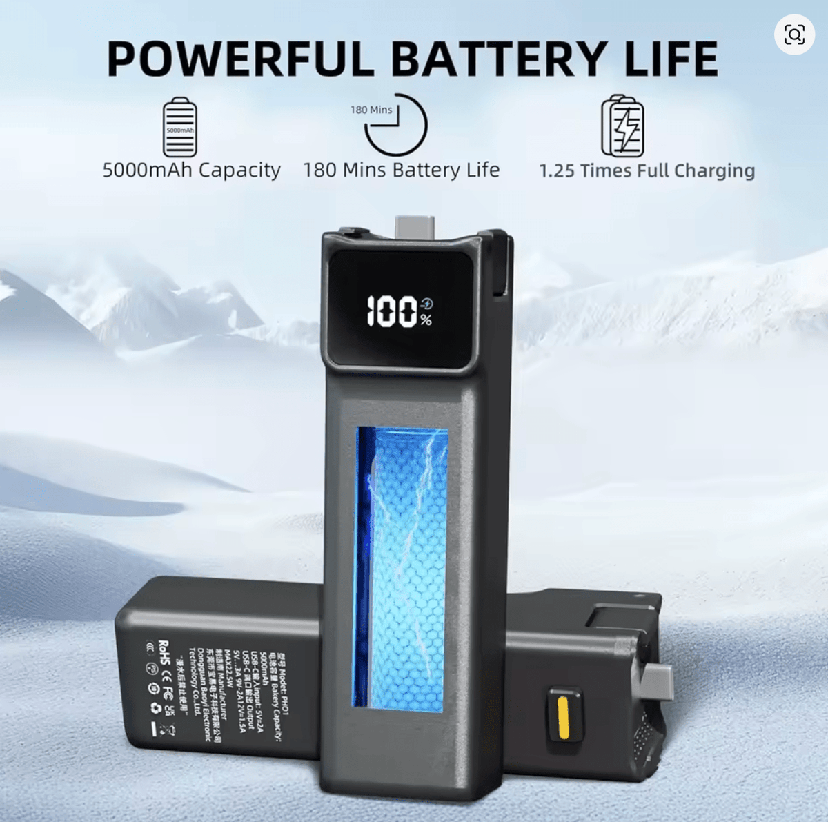 🔋 5000mAh Akumulators DJI Osmo Pocket 3 / 4 – Fast Charging + USB - C - ZEMLETES.LV