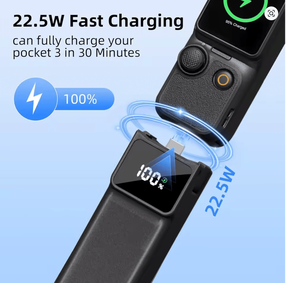 🔋 5000mAh Akumulators DJI Osmo Pocket 3 / 4 – Fast Charging + USB - C - ZEMLETES.LV