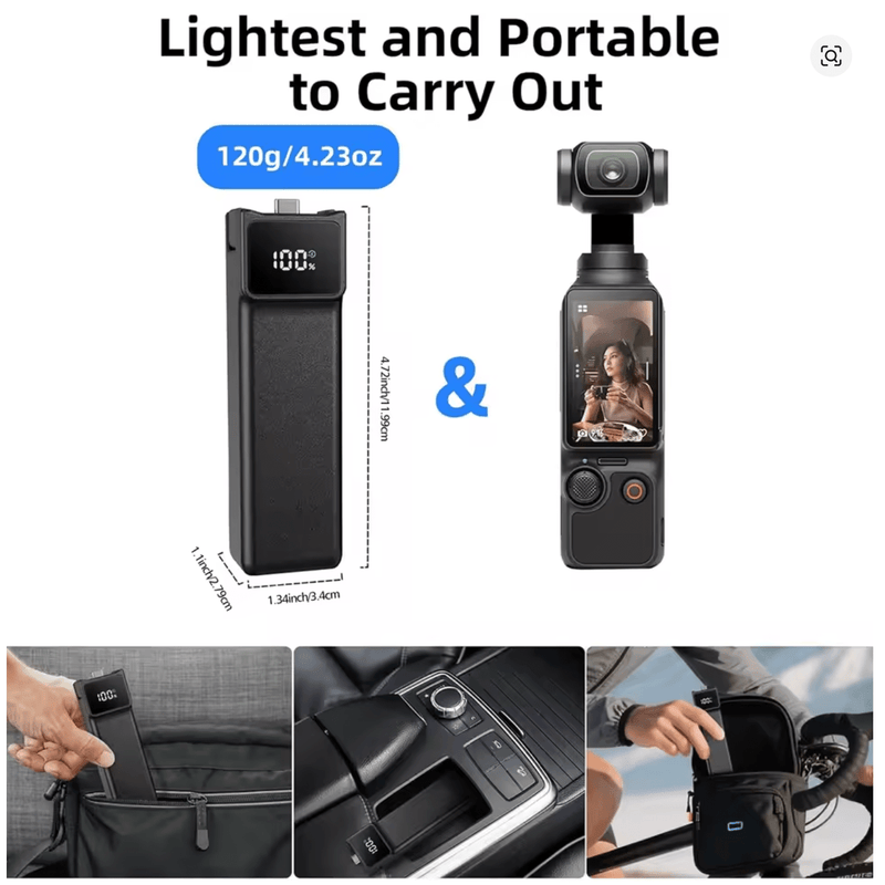 🔋 5000mAh Akumulators DJI Osmo Pocket 3 / 4 – Fast Charging + USB - C - ZEMLETES.LV