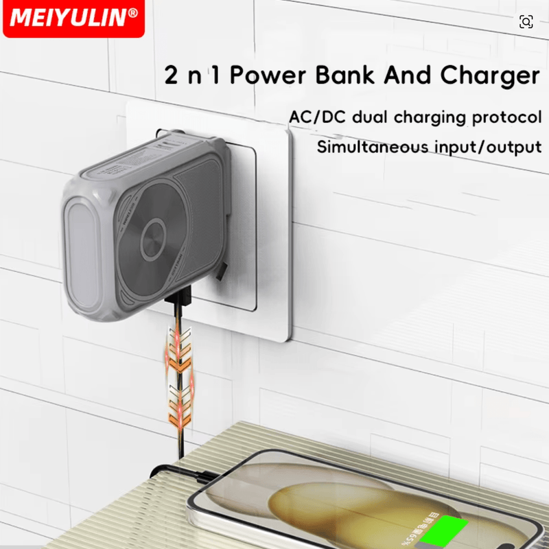 🔋 Magnētiskais Power Bank 20000mAh ar bezvadu uzlādi, statīvu un UK Plug (Fast Charge 20W)Melns - ZEMLETES.LV
