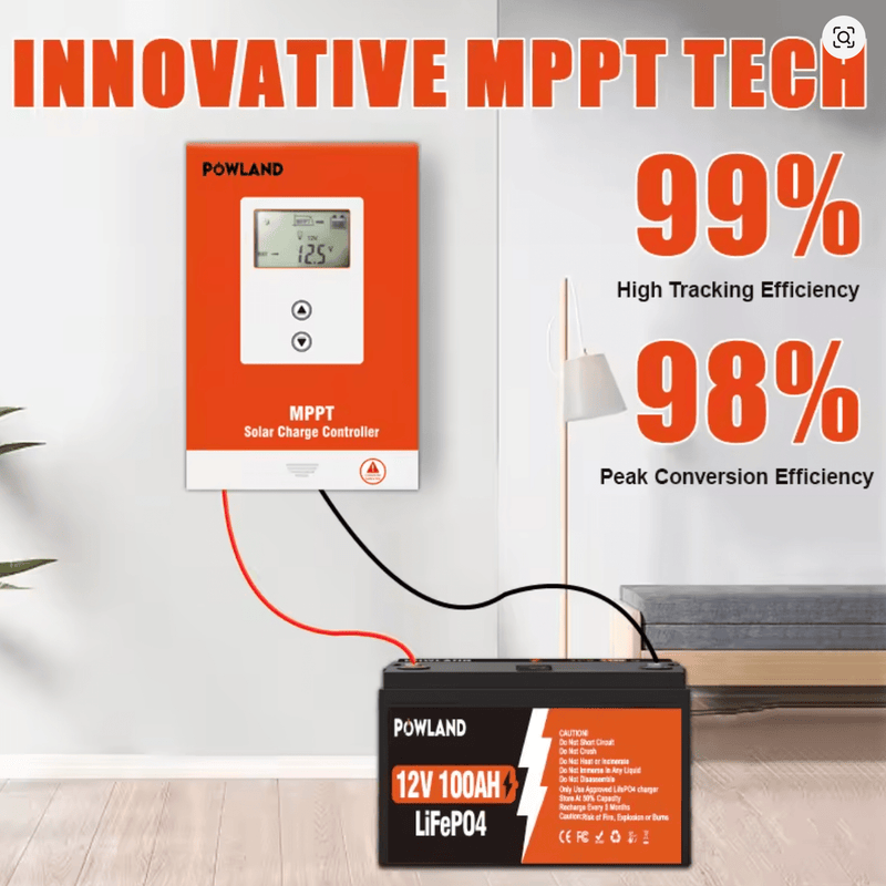 ☀️ POWLAND MPPT Saules Uzlādes Kontrolieris 20A / 30A / 40A 12V/24V LiFePO4 (līdz 100V ieeja) - ZEMLETES.LV