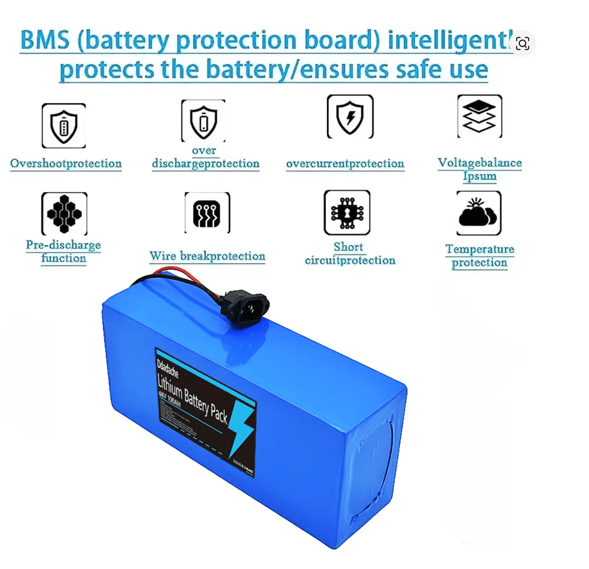 48V 100Ah Lithium Battery 13S5P (18650) ar BMS elektriskajiem skrejriteņiem un DIY projektiem - ZEMLETES.LV