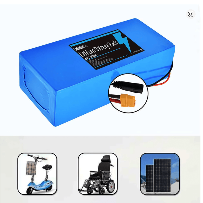 48V 100Ah Lithium Battery 13S5P (18650) ar BMS elektriskajiem skrejriteņiem un DIY projektiem - ZEMLETES.LV