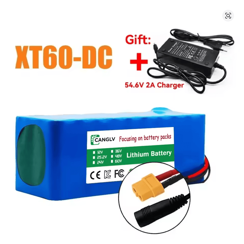 48V 7000mAh Lithium Battery 13S2P (18650) ar BMS un lādētāju e - skrejriteņiem un e - bike - ZEMLETES.LV