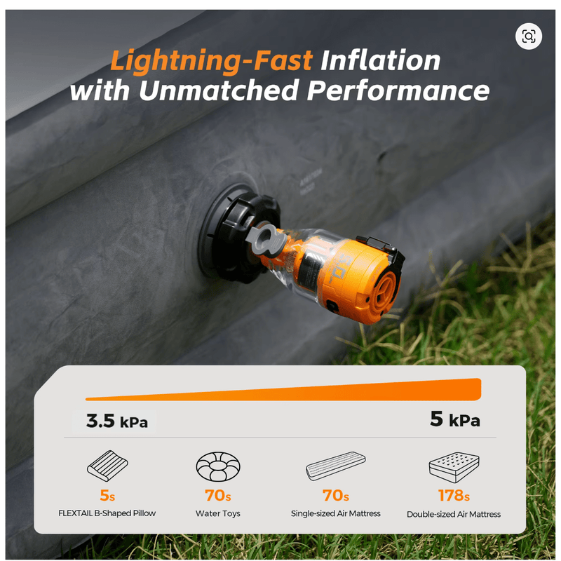 FLEXTAIL Mini Elektriskais Gaisa Pumpis ar LED Apgaismojumu (Camping Air Pump) - ZEMLETES.LV