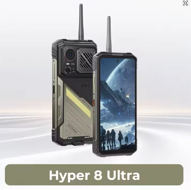 Pieejams no 17.septembra_HOTWAV Hyper 8 Ultra — Robusts 5G Viedtālrunis ar Tālas Distances Radiostaciju (Walkie-Talkie), 125dB Skaļrunis, 12000mAh, 108MP, 12GB+512GB