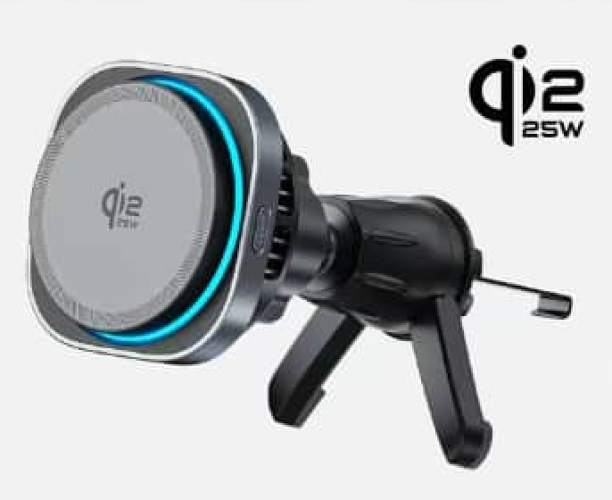CW41 Magnētiskais Auto Telefona Turētājs ar 25W Bezvadu Uzlādi, TEC Dzesēšanu un RGB Apgaismojumu
