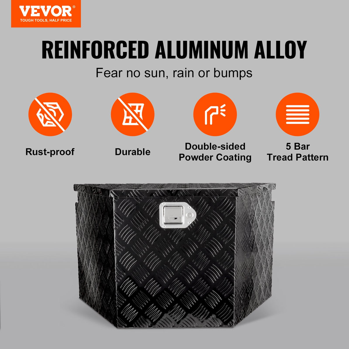 VEVOR Trailer Corner Storage Box, Heavy-Duty Trailer Tool Box with Lock and Keys, Pickup Truck RV Trailer Corner Box, 99 x 42 x 30 cm