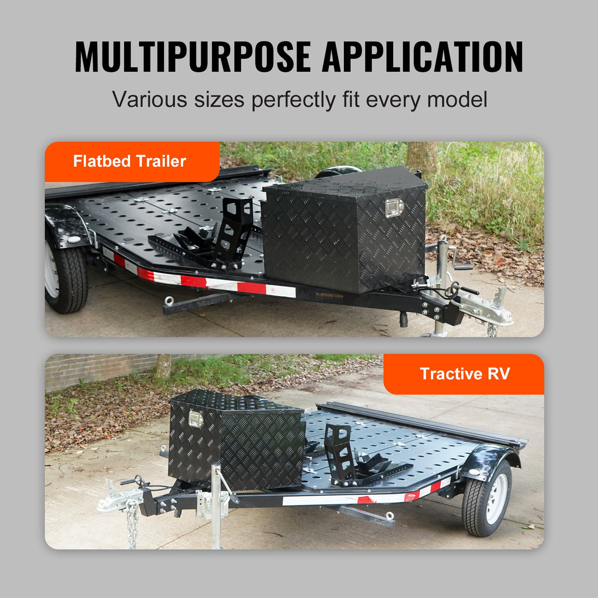 VEVOR Trailer Corner Storage Box, Heavy-Duty Trailer Tool Box with Lock and Keys, Pickup Truck RV Trailer Corner Box, 99 x 42 x 30 cm