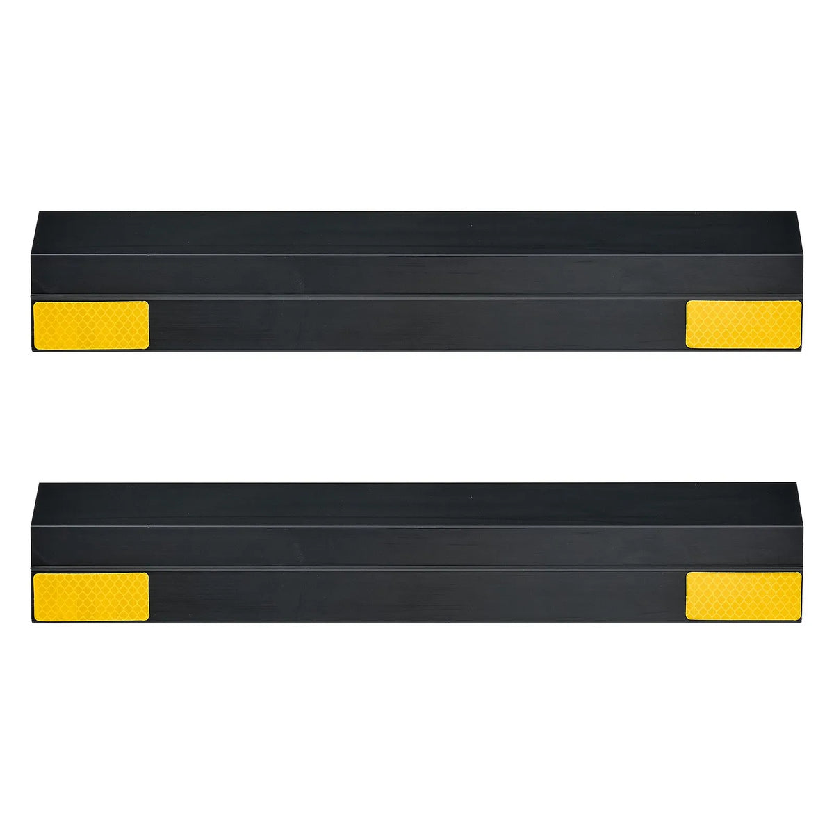 VEVOR stāvvietas apstādinātājs, 406 mm, 2 gab., pastiprināts PP materiāla garāžas grīdas ierobežotājs ar atstarojošām joslām, piemērots automašīnām, furgoniem un kravas transportlīdzekļiem