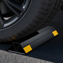 VEVOR stāvvietas apstādinātājs, 406 mm, 2 gab., pastiprināts PP materiāla garāžas grīdas ierobežotājs ar atstarojošām joslām, piemērots automašīnām, furgoniem un kravas transportlīdzekļiem