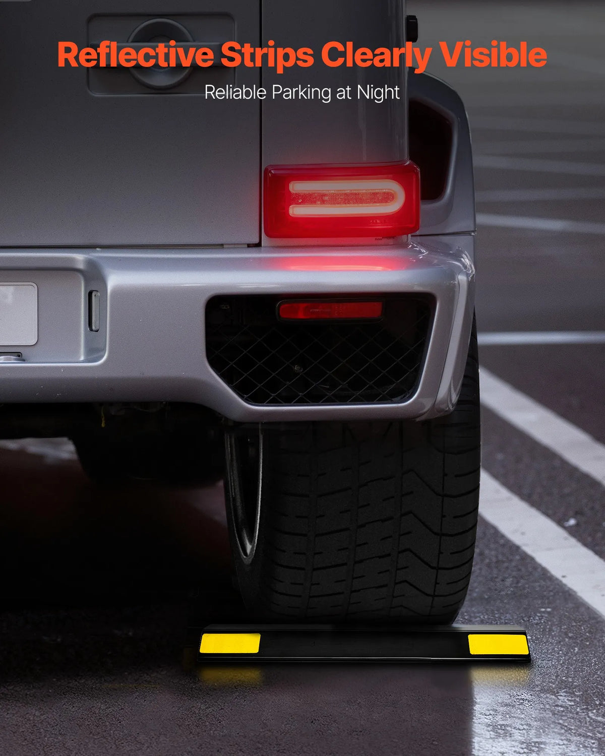 VEVOR Parking Stopper, 446 mm, 2 Pack, Reinforced PP Garage Floor Barrier with Reflective Strips, Suitable for Cars, Vans and Trucks