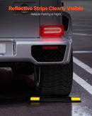 VEVOR stāvvietas apstādinātājs, 446 mm, 2 gab., pastiprināts PP materiāla garāžas grīdas ierobežotājs ar atstarojošām joslām, piemērots automašīnām, furgoniem un kravas transportlīdzekļiem