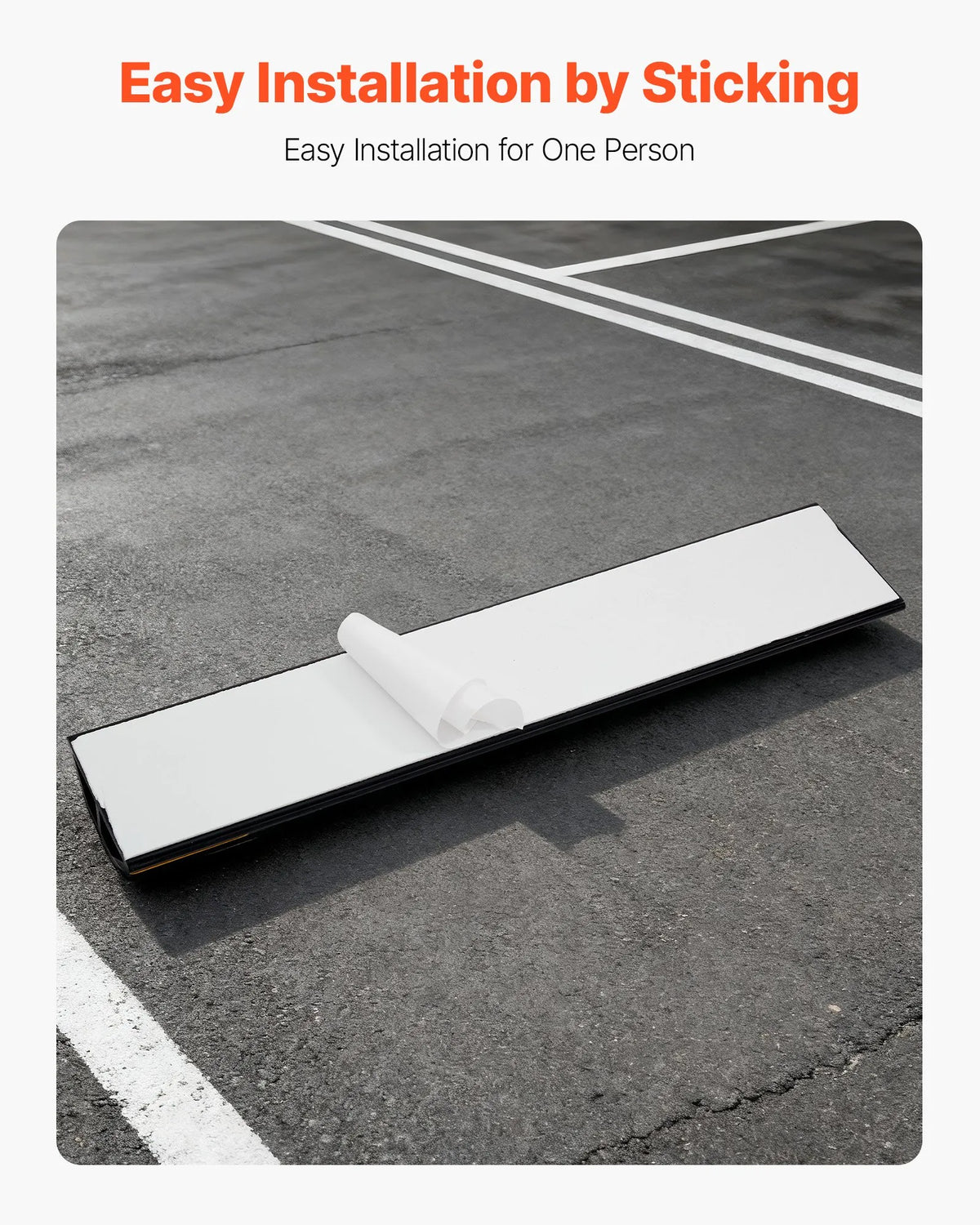 VEVOR Parking Stopper, 446 mm, 2 Pack, Reinforced PP Garage Floor Barrier with Reflective Strips, Suitable for Cars, Vans and Trucks